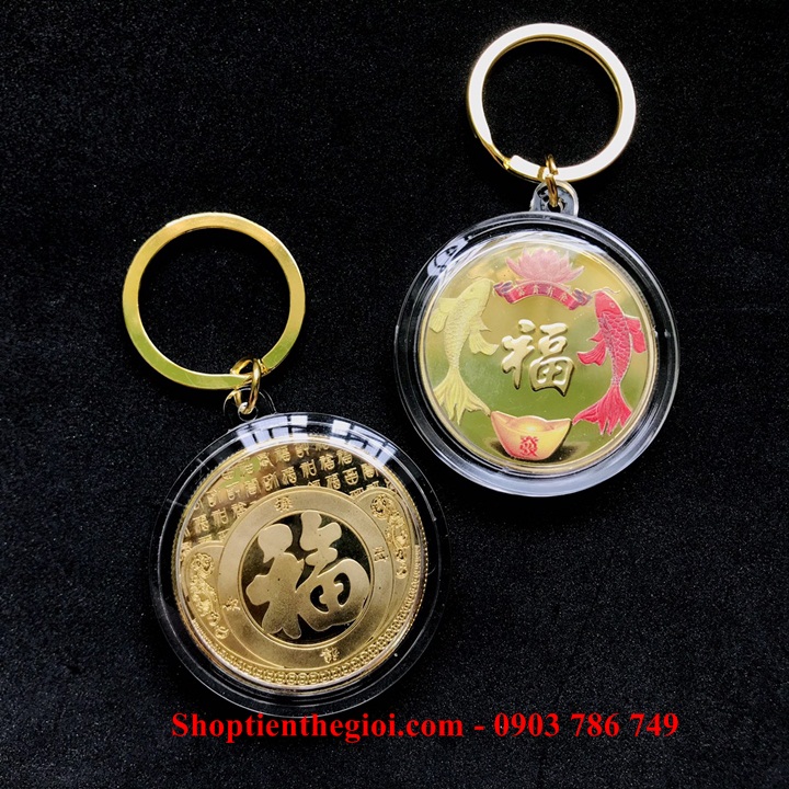 Móc Khóa Xu Song Ngư in màu - SP005278